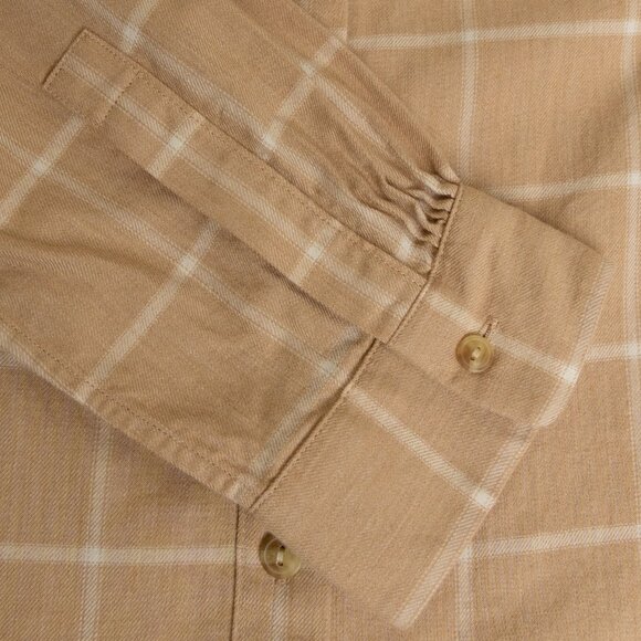 Uniqlo Soft Brushed Long Sleeve Shirt Plaid Checked Beige - Picture 9 of 12